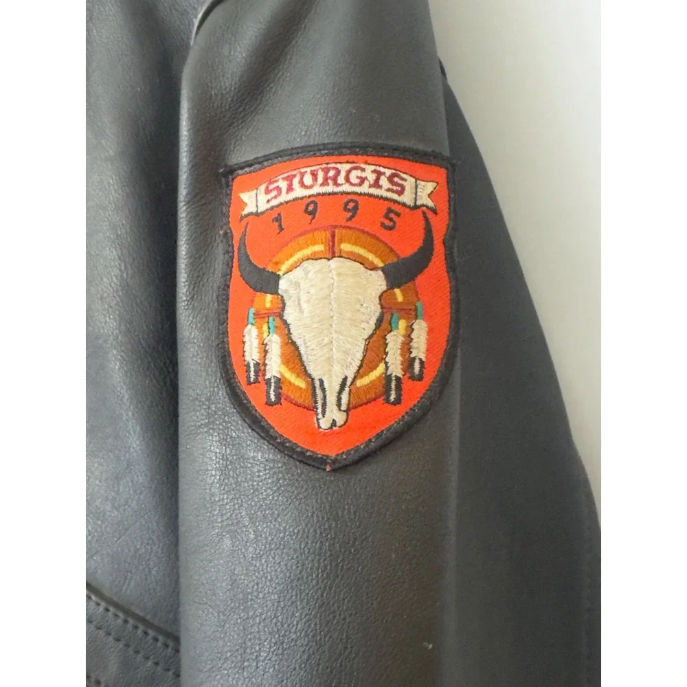 Vintage‎ Hein Gericke Leather Motorcycle Jacket Mens 46 Black 1995 Sturgis